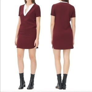 SANDRO Raquel V-neck Retro Mini Dress In Burgundy